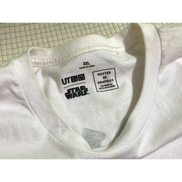 Uniqlo Unisex Star Wars Mandalorian Boba Fett S/S T-Shirt LB3 White Size 2XL - Picture 4 of 7
